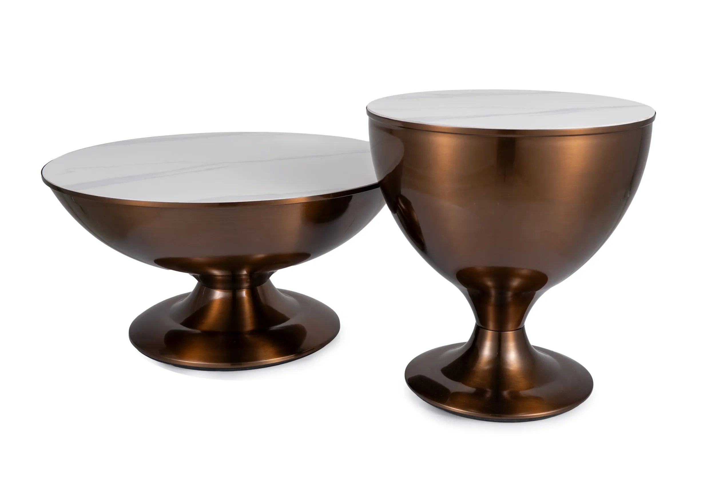 Stoliki kawowe okrągłe SALSA biało-miedziane Stoliki kawowe okrągłe SALSA biało-miedziane