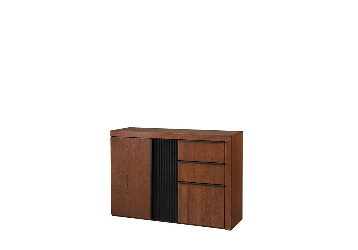 Komoda 2-drzwiowa z 3 szufladami PARIS 46 dąb antyczny czarny Meble, Kredens, Szafka, Tabela