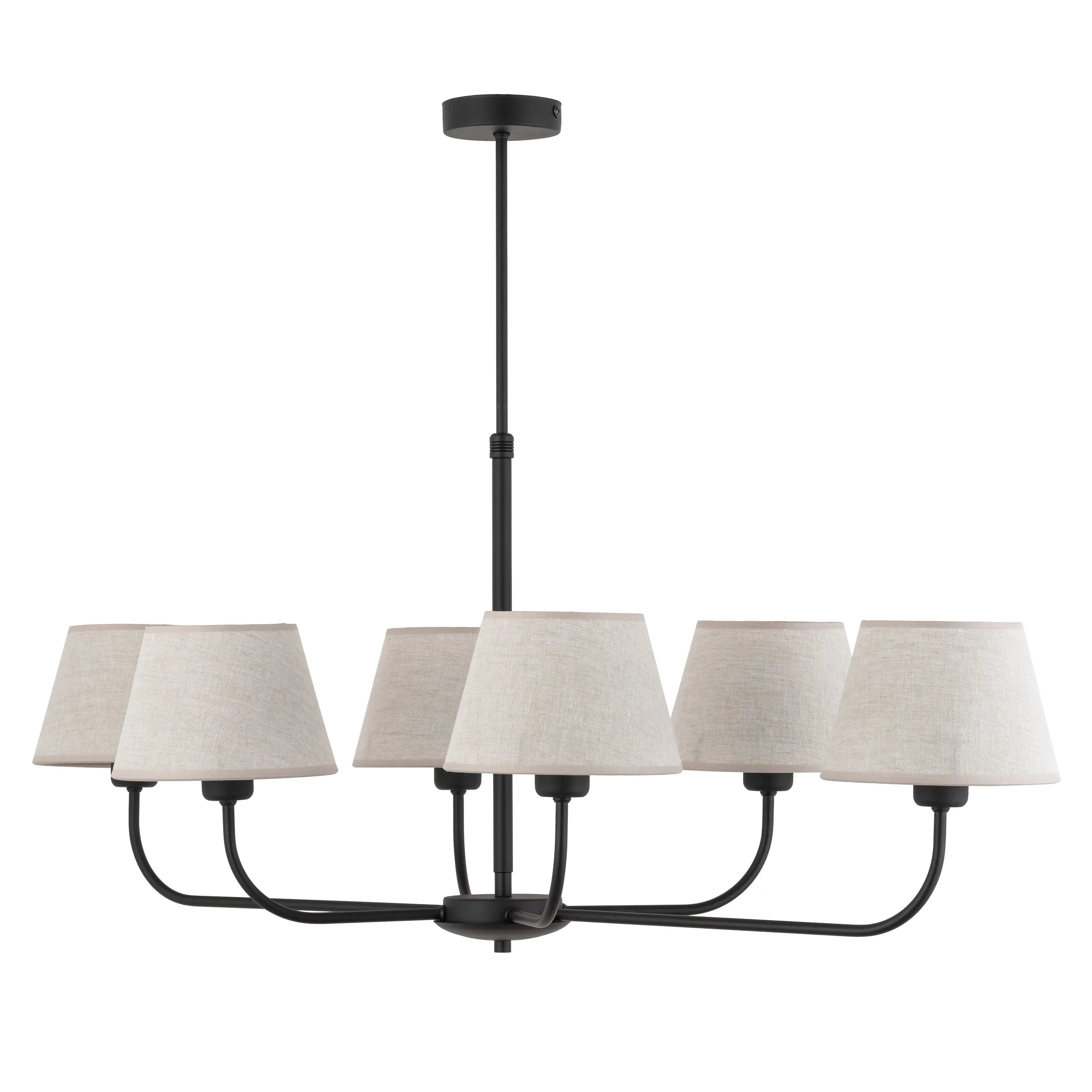 Lampa sufitowa CHICAGO czarna z brązowymi kloszami z tkaniny 100x90x50cm