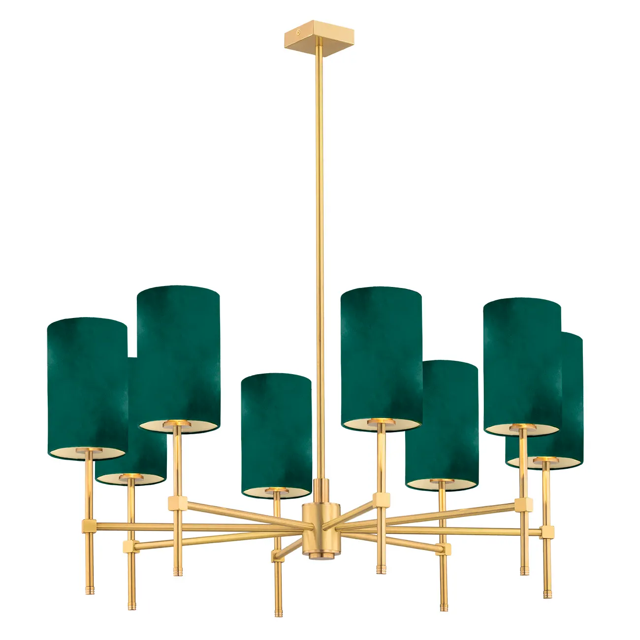 Żyrandol ABRUZZO metalowy mosiądz szczotkowany zielony 91x86cm