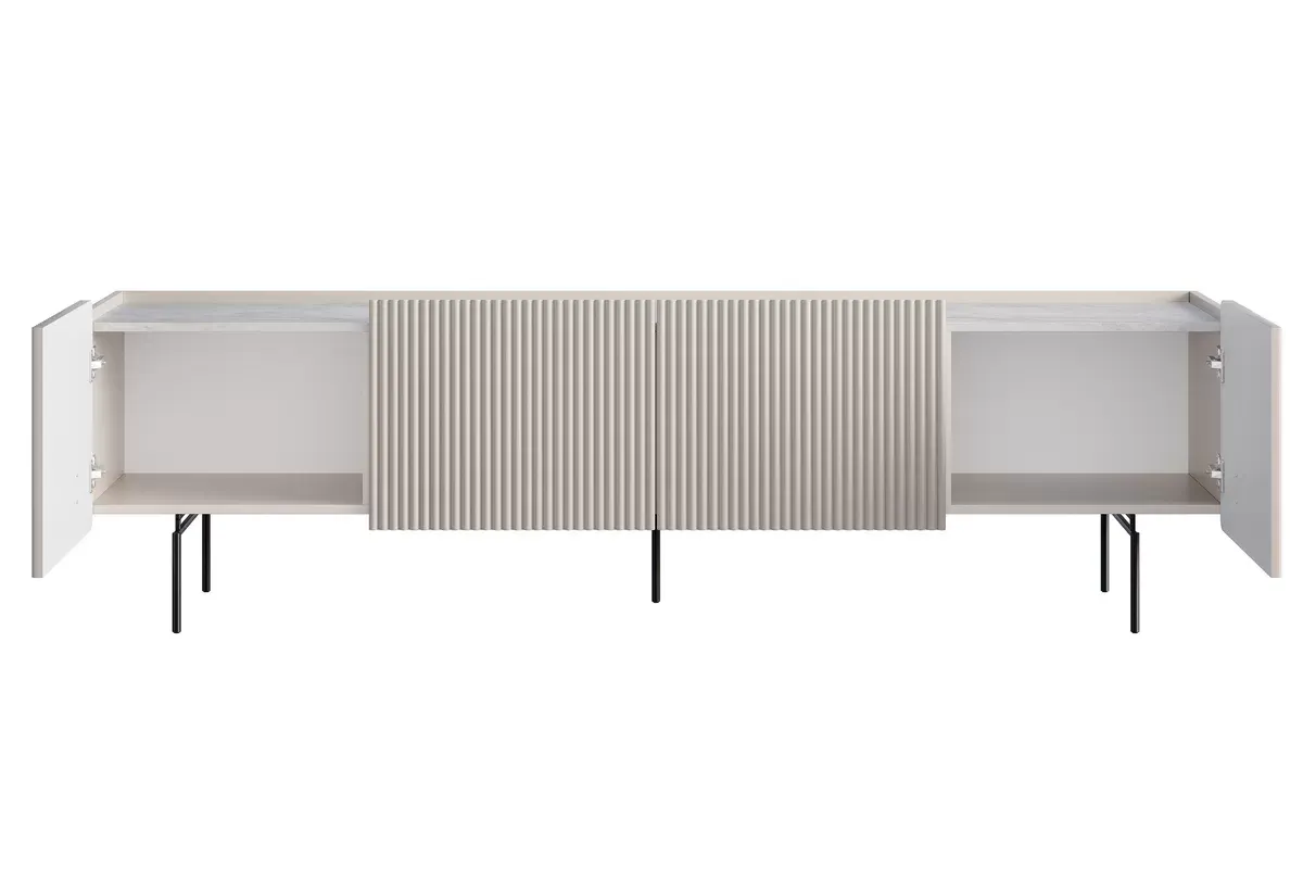 MALMI Szafka RTV 200 2D2SZ - cashmere / crema bianca / czarne nogi - B_162315