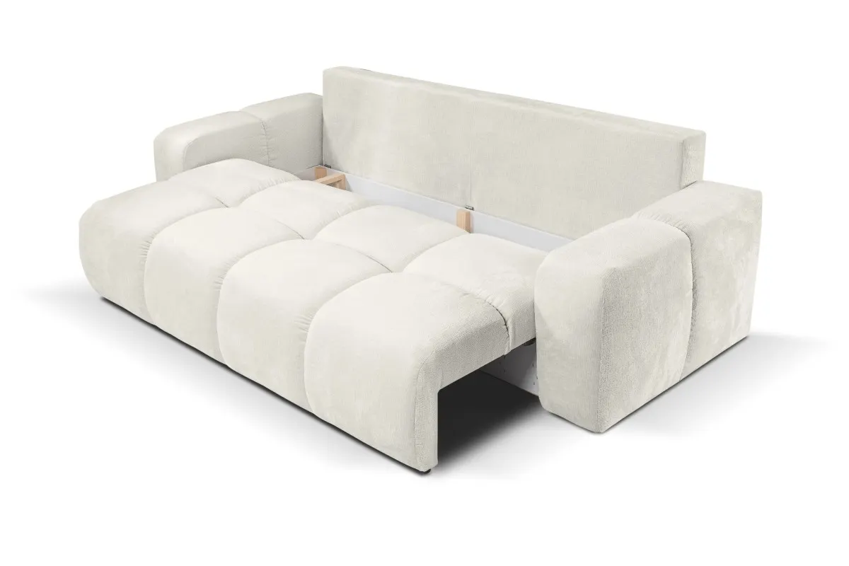 Sofa rozkładana z pojemnikiem SOHO 259 cm pikowana beżowa — zdjęcie 7