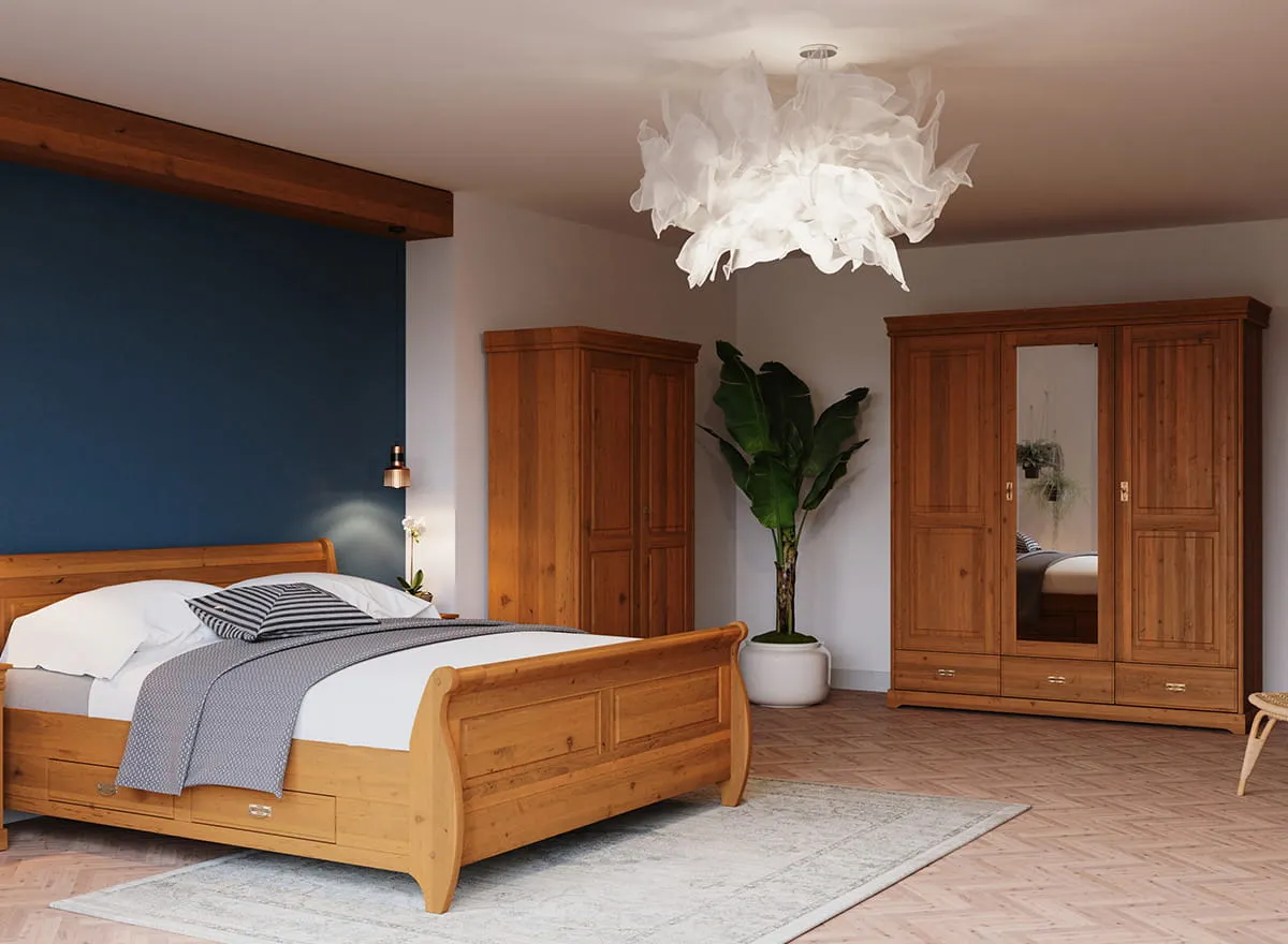 Łóżko sosnowe z 4 szufladami Toskania 160cm Kolor: bejca - PL2025