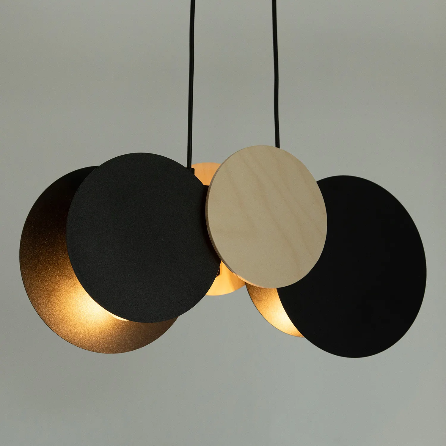 Lampa wisząca TOLA 2 czarna efekt drewna - SI_40895