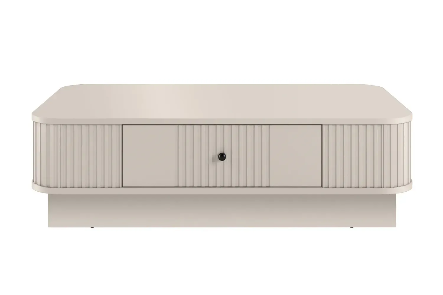 Stolik kawowy z szufladą VESPER ryflowany front - cashmere czarny uchwyt cokół - B_169460