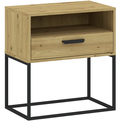 Szafka nocna z 1 szufladą i półką na stelażu 60cm CADRO 4 z uchwytem dąb artisan