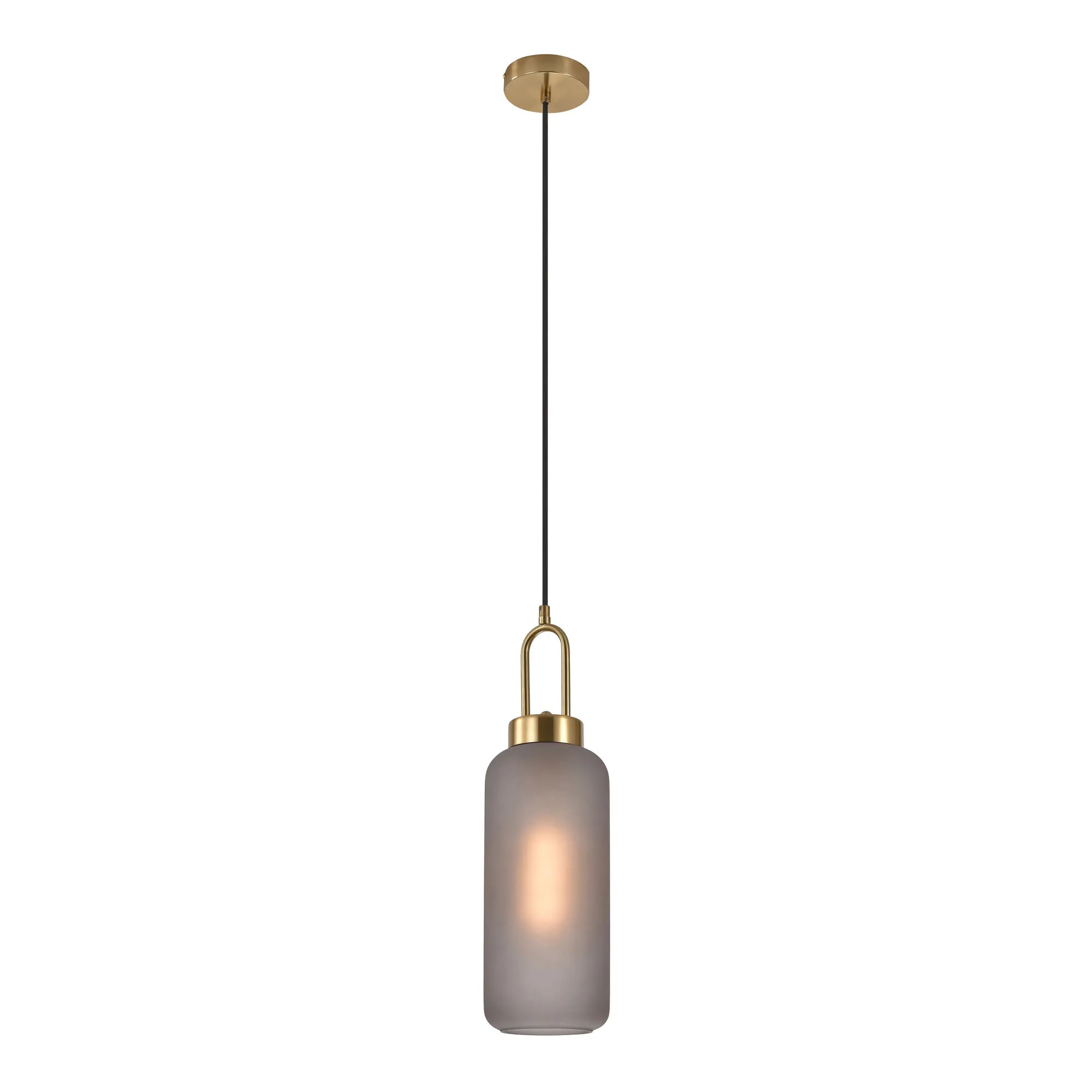 Lampa wisząca LUTON szkło przydymione matowe FI 13 cm - szary, złoty - 6406115