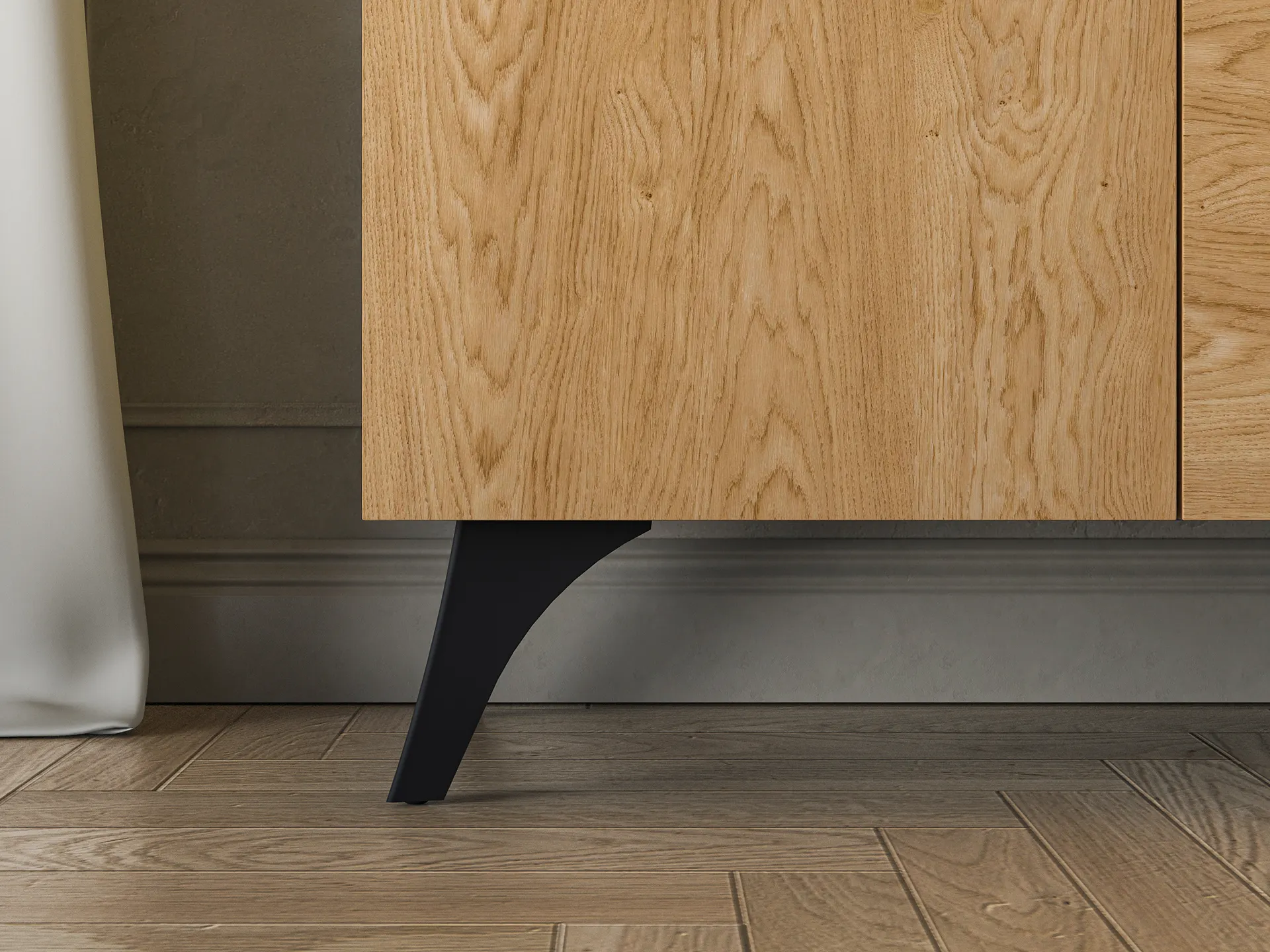 Komoda 5-drzwiowa TOSCANIA 04 dąb baltic dune jesion prestige czarny - 1TOSC04-001