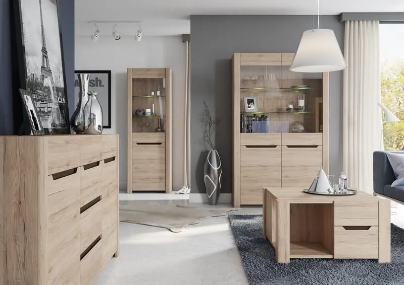 Witryna DESJO 2 2-drzwiowa dąb sanremo 193x118x42cm - WG-100-0162