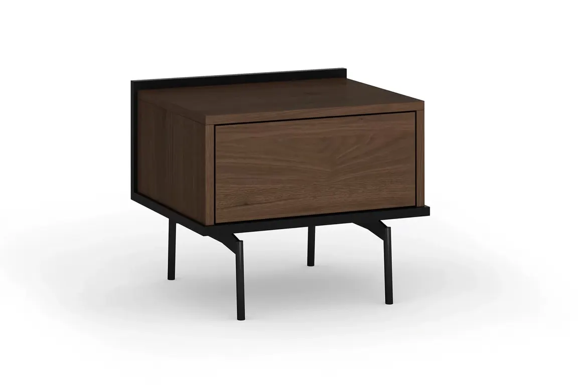 Szafka nocna z 1 szufladą ZENAR 50 cm orzech elegant czarny