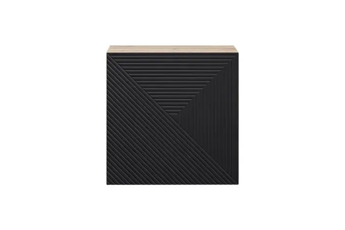 Szafka wisząca ASHA 40 1D - czarny mat - dąb artisan - ryflowany front