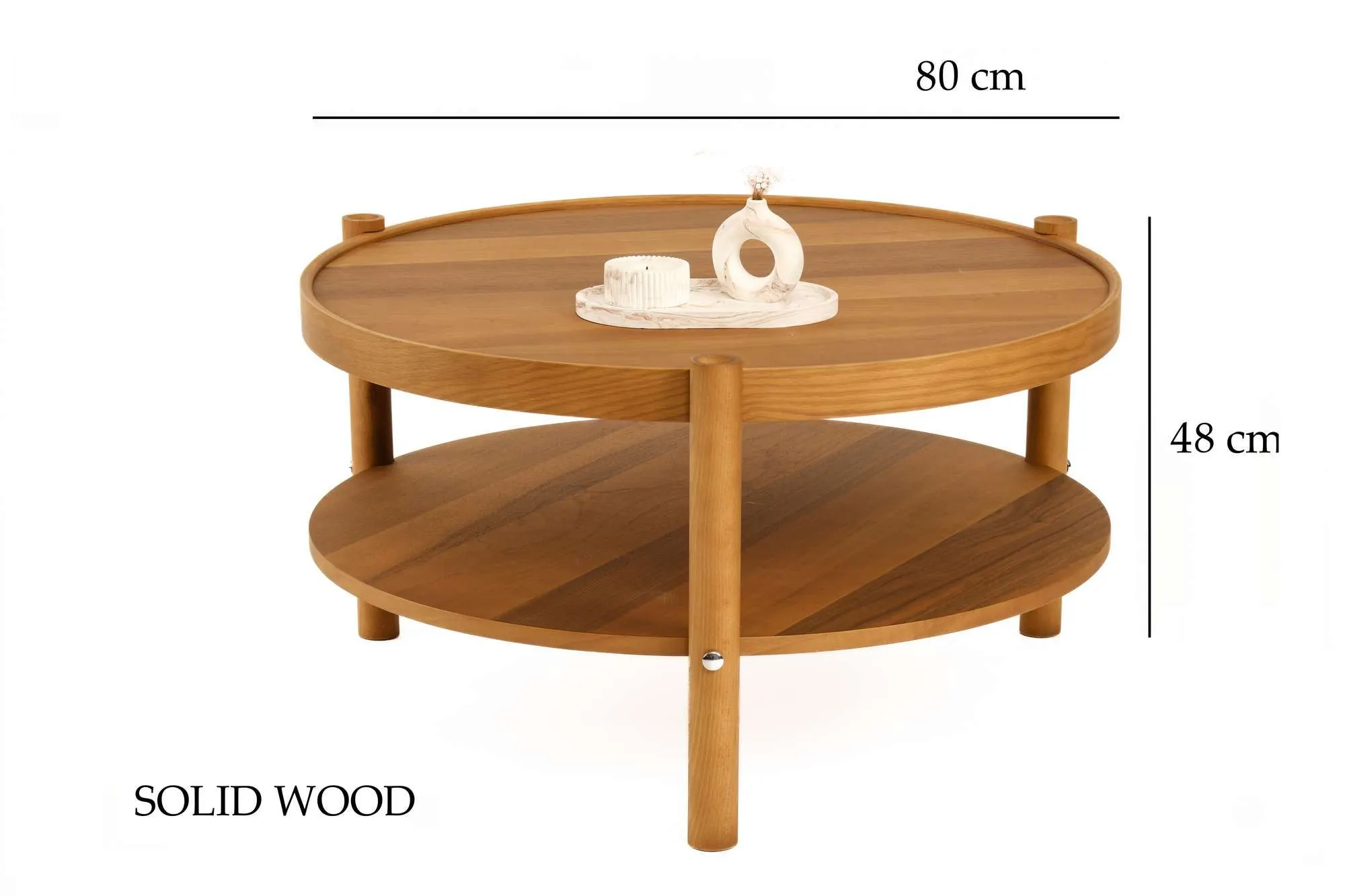 Stolik kawowy drewniany z półką MONZA FI 80 orzech - ASI_643MRL1102