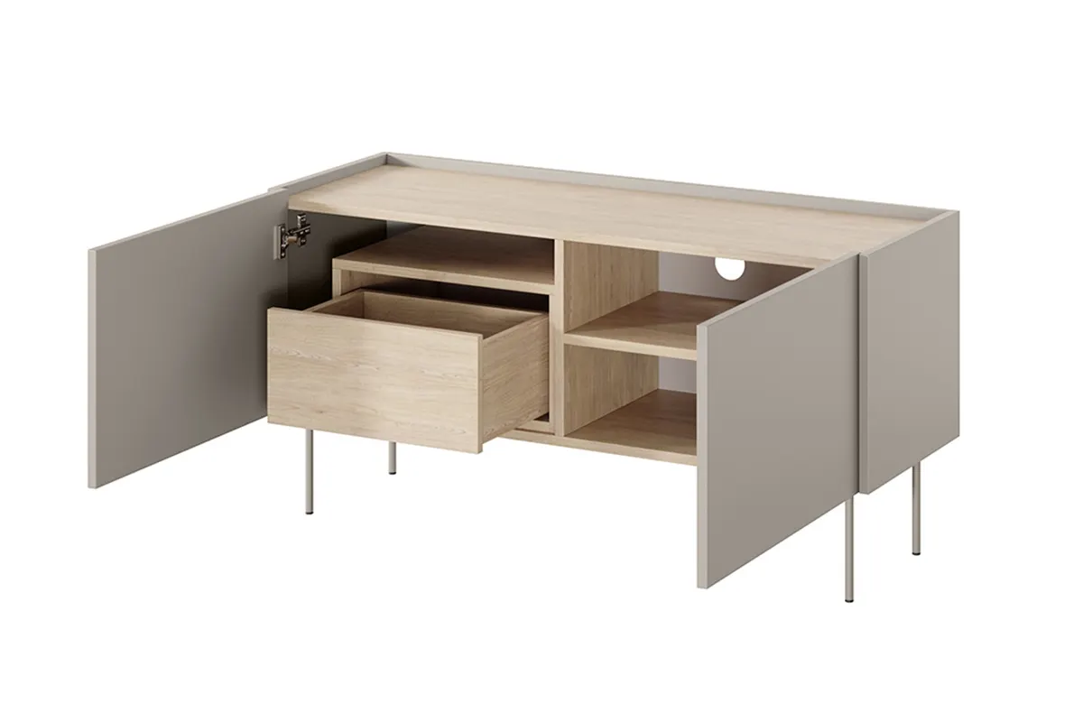 Szafka RTV DESIN 120 z szufladą - kremowa - dąb nagano - B_149075