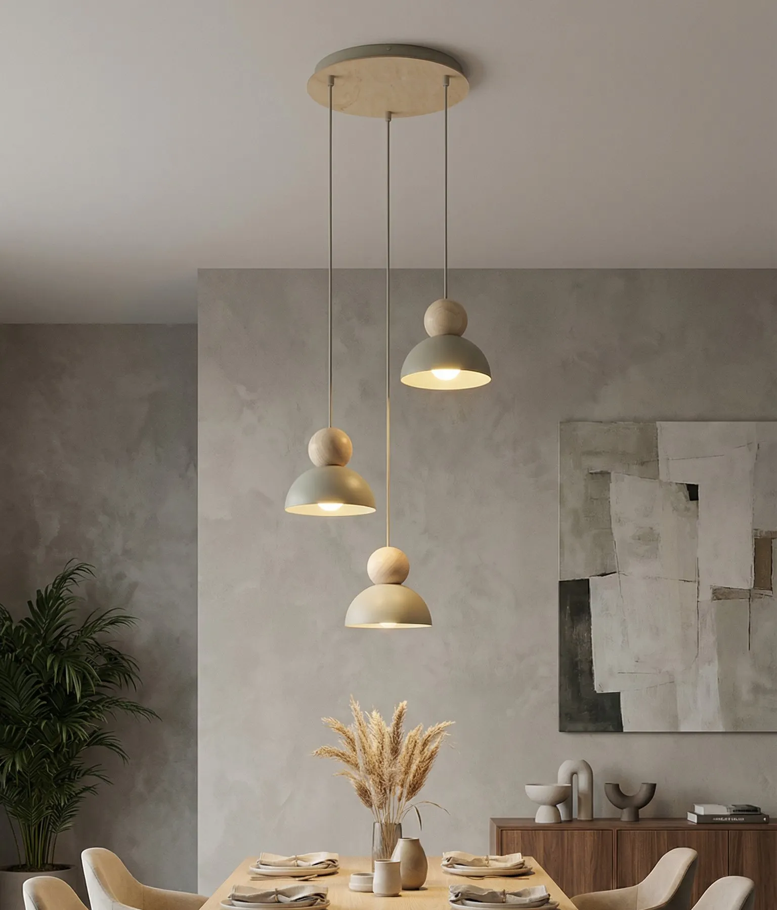 Lampa wisząca KAKI 3Prem beżowy naturalny - 1678/3PREM