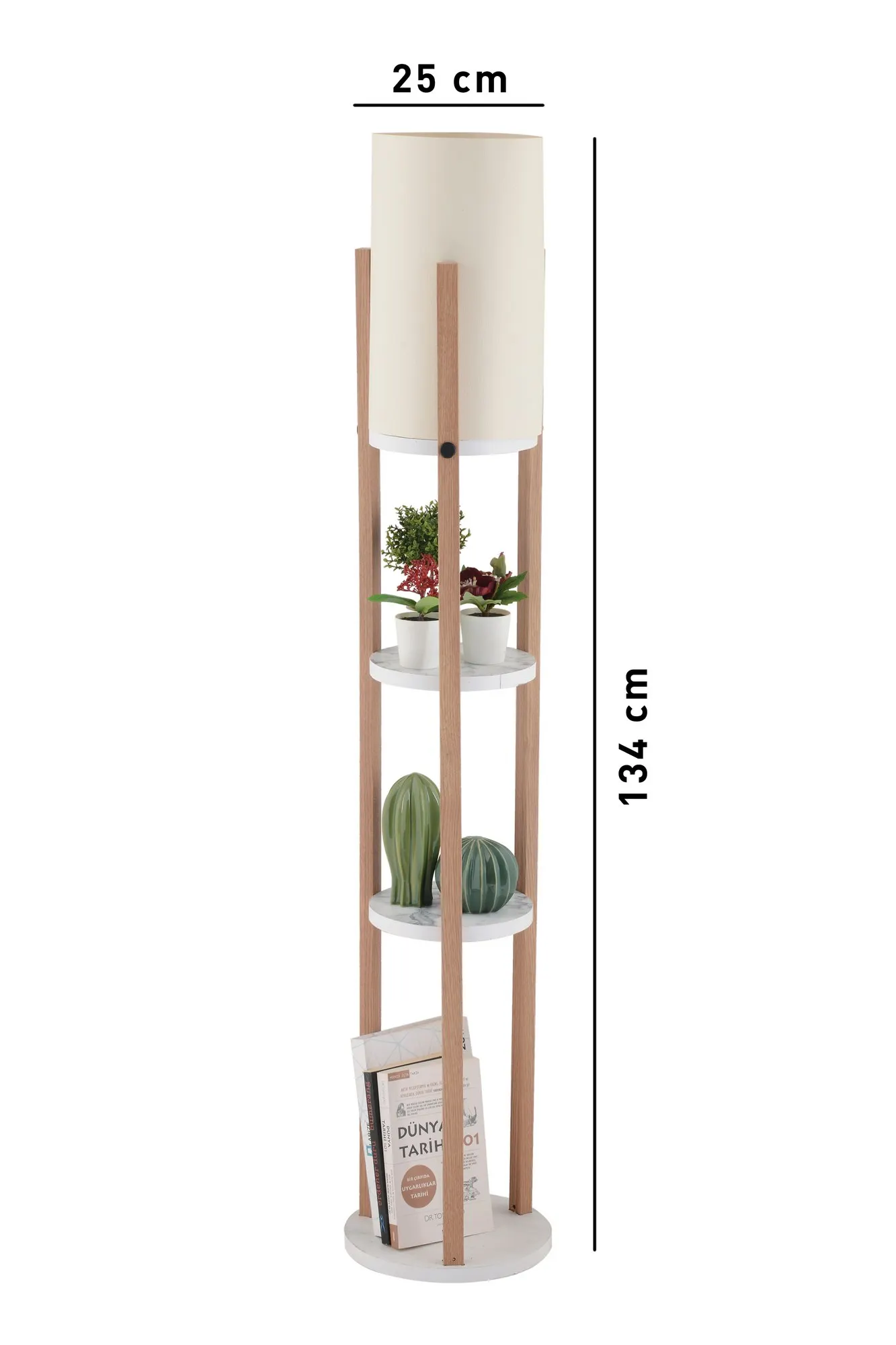 Lampa podłogowa z półkami CIRCLE NORA kolor podstawy naturalny - ASI_390FLH2279