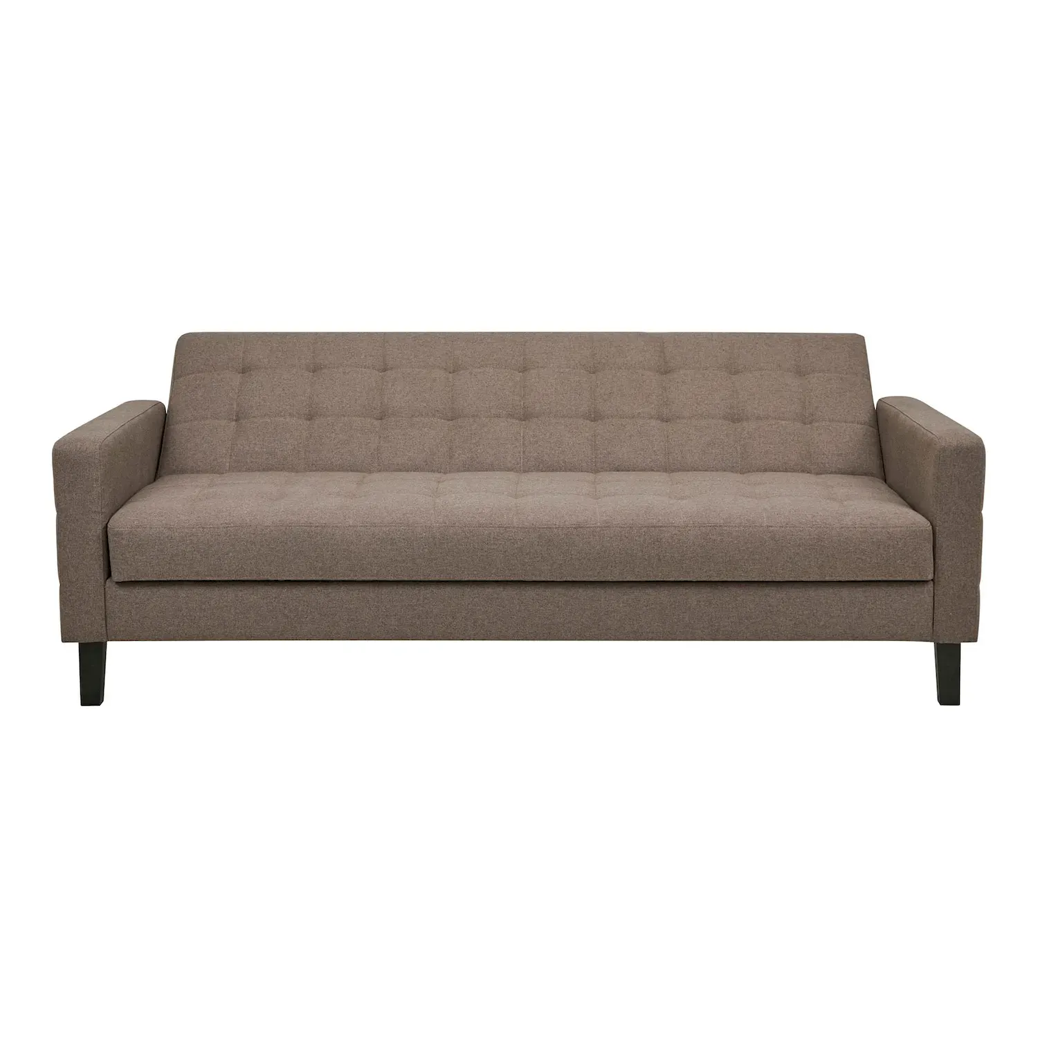 Sofa rozkładana MILTON 204cm pikowana brązowa czarne nogi - 1352010
