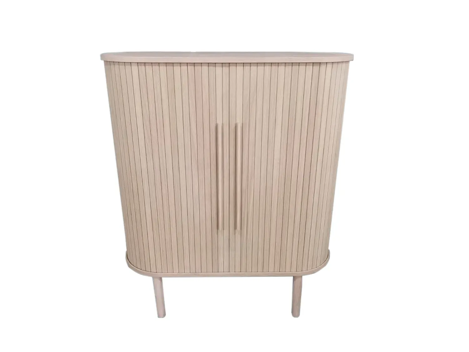 Komoda wysoka META 2-drzwiowa z lamelami dąb biały