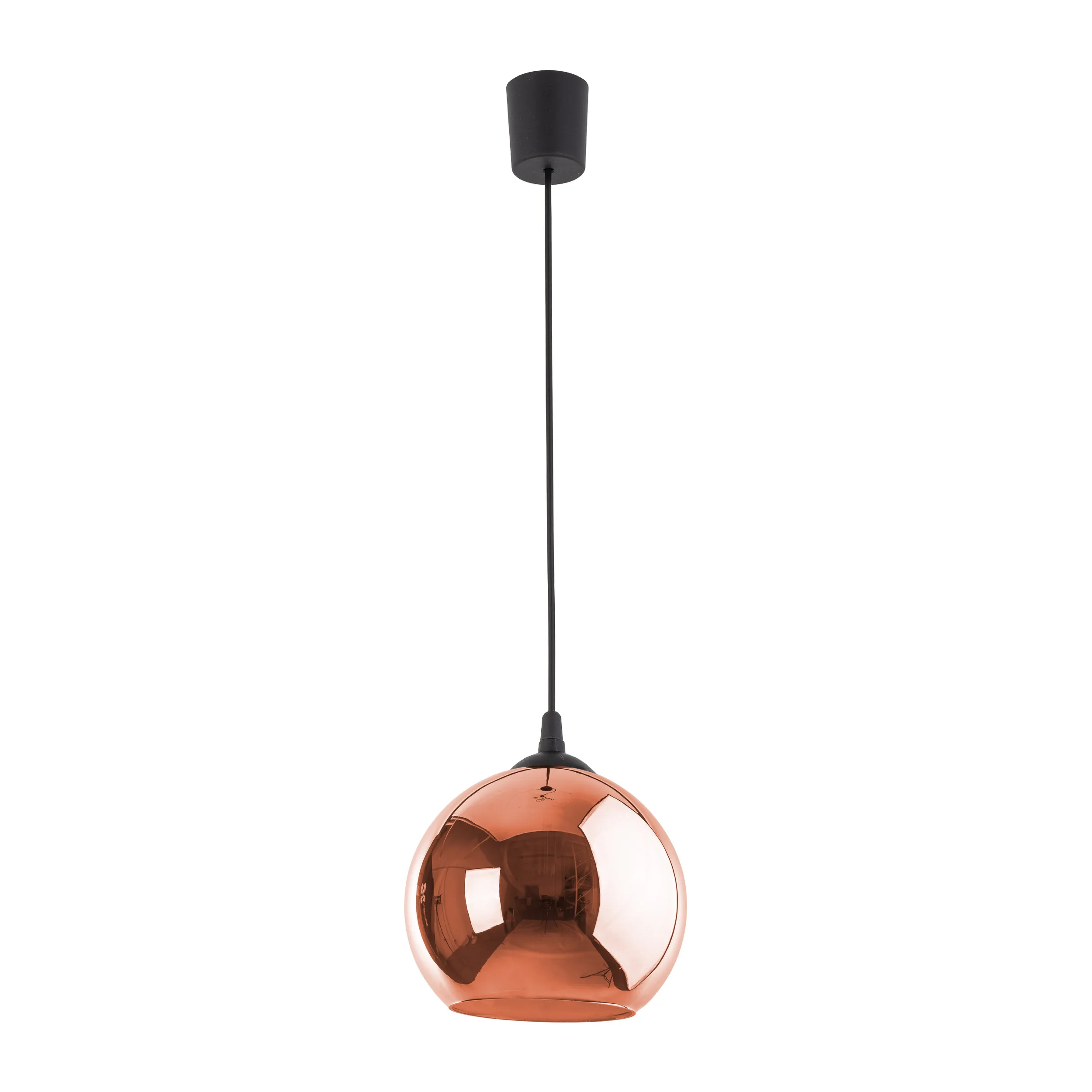 Lampa wisząca VENEZIA czarna z miedzianym szklanym kloszem 100x25cm