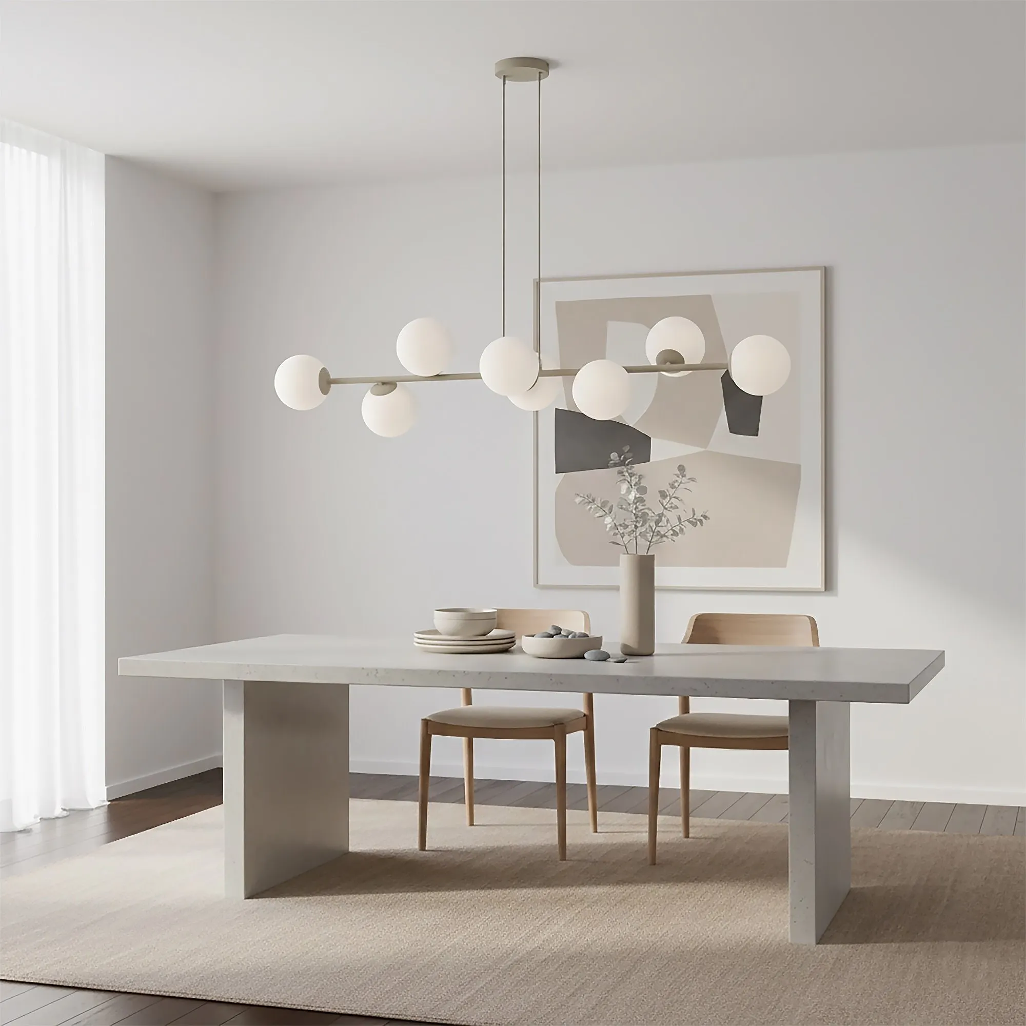 Lampa wisząca MAGNUS 8 GRAY OPAL beżowy biały - 1640/8