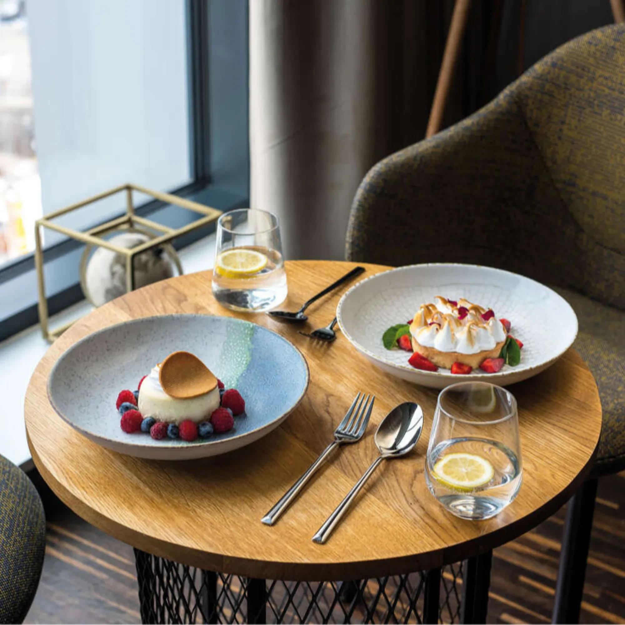 deser, tartletka, jadalnia, stół-drewna, owocowy