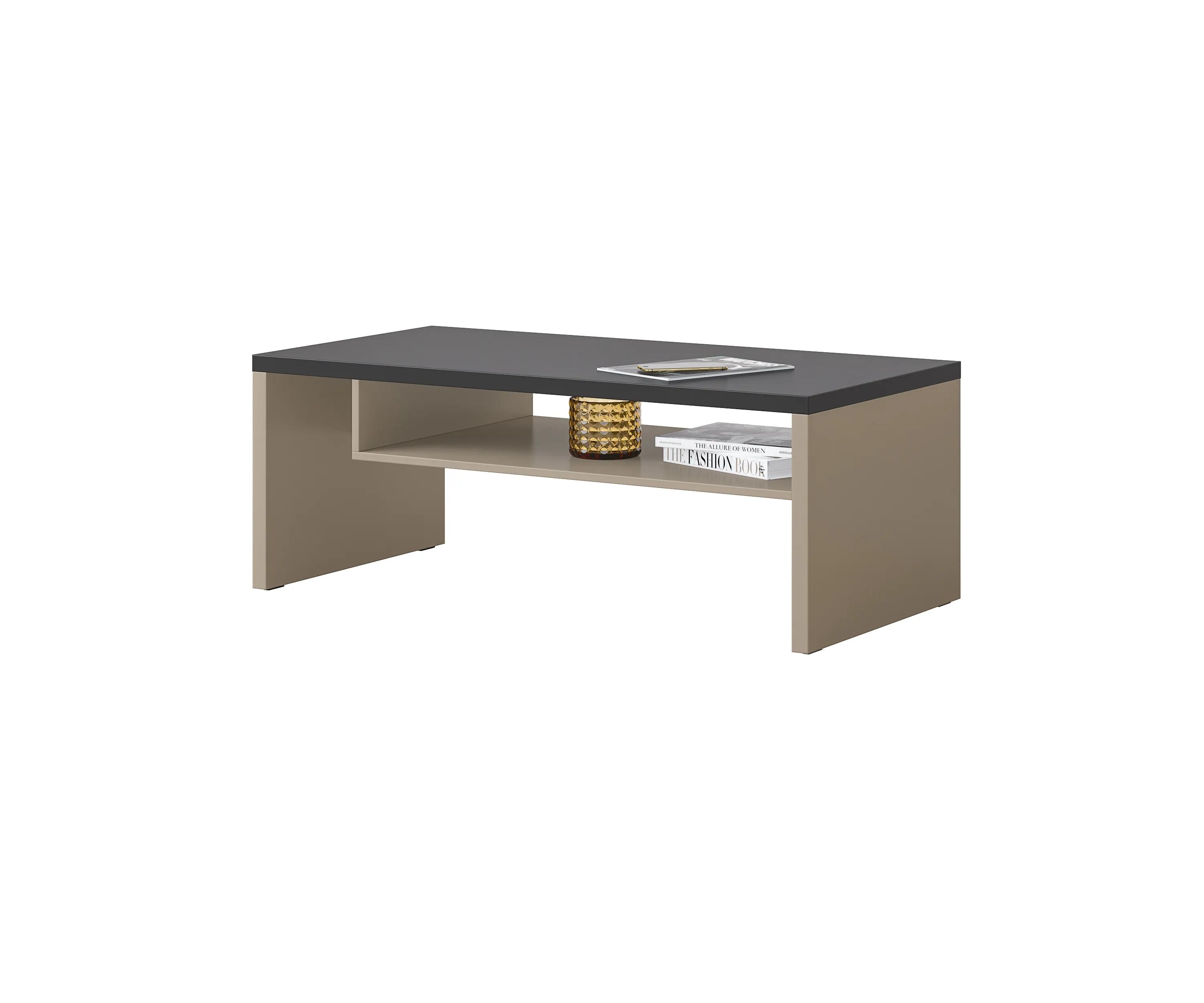 Stolik kawowy z półką CROSS 60x120 congo/czarny blat - 24CWMY99