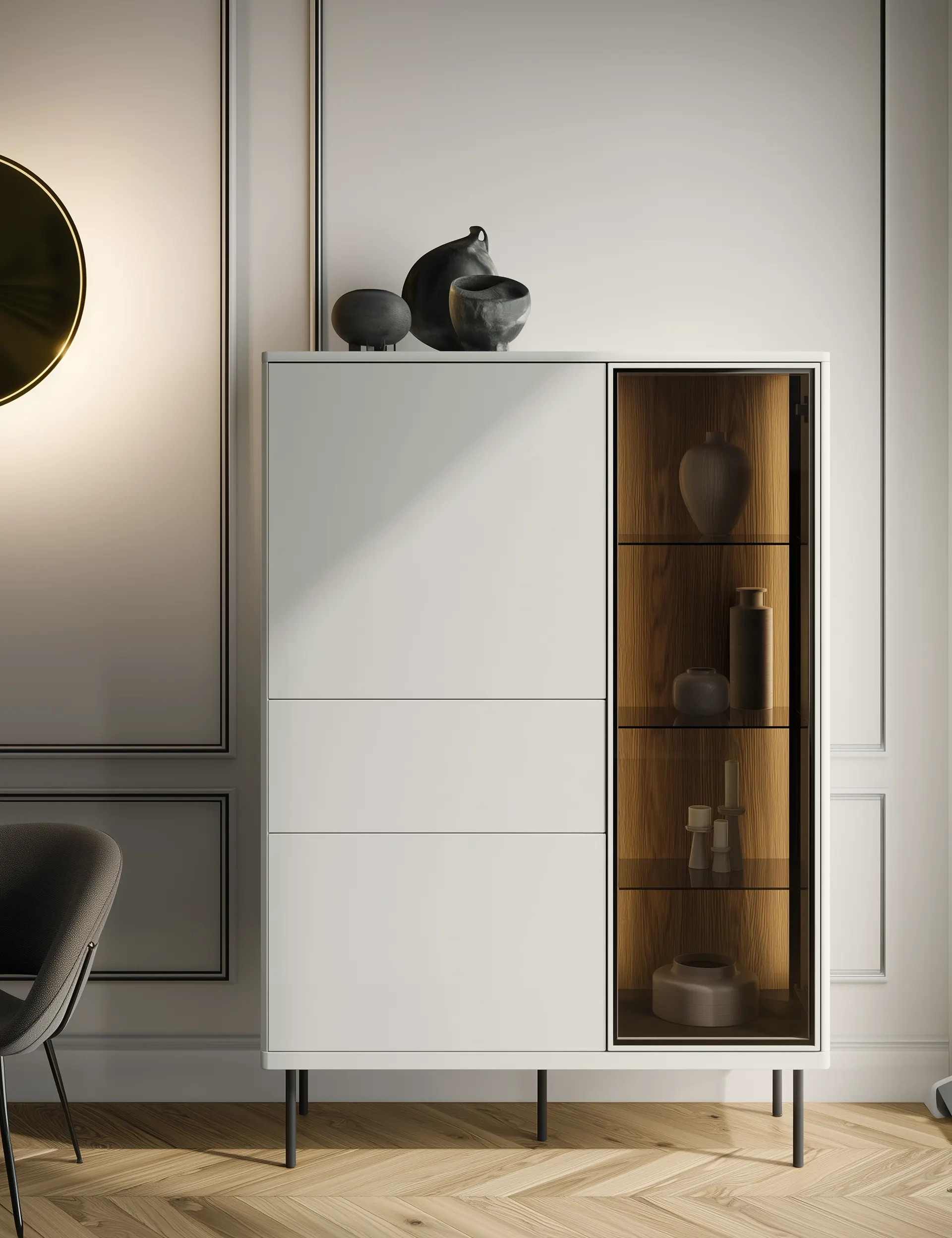 Niska witryna LED Epiro EP-01 kaszmir/dąb ciemny - EP1KDC