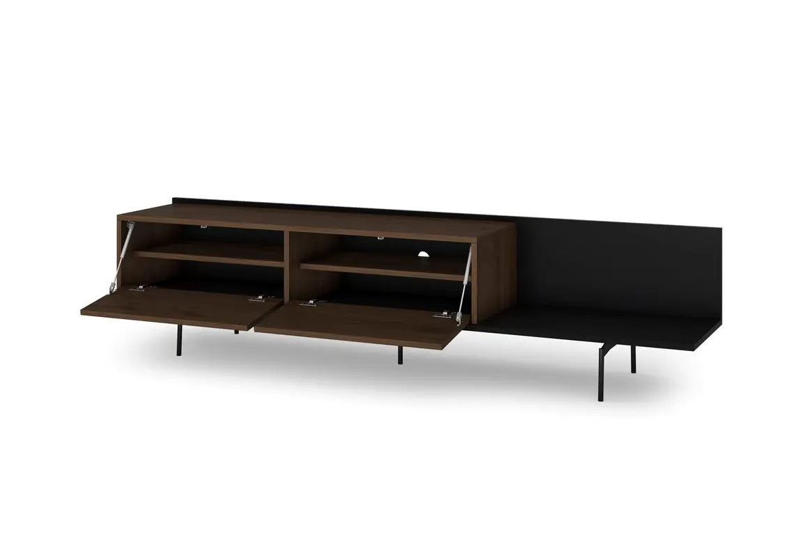 Szafka RTV z 2 klapami ZENAR 200 cm orzech elegant czarny