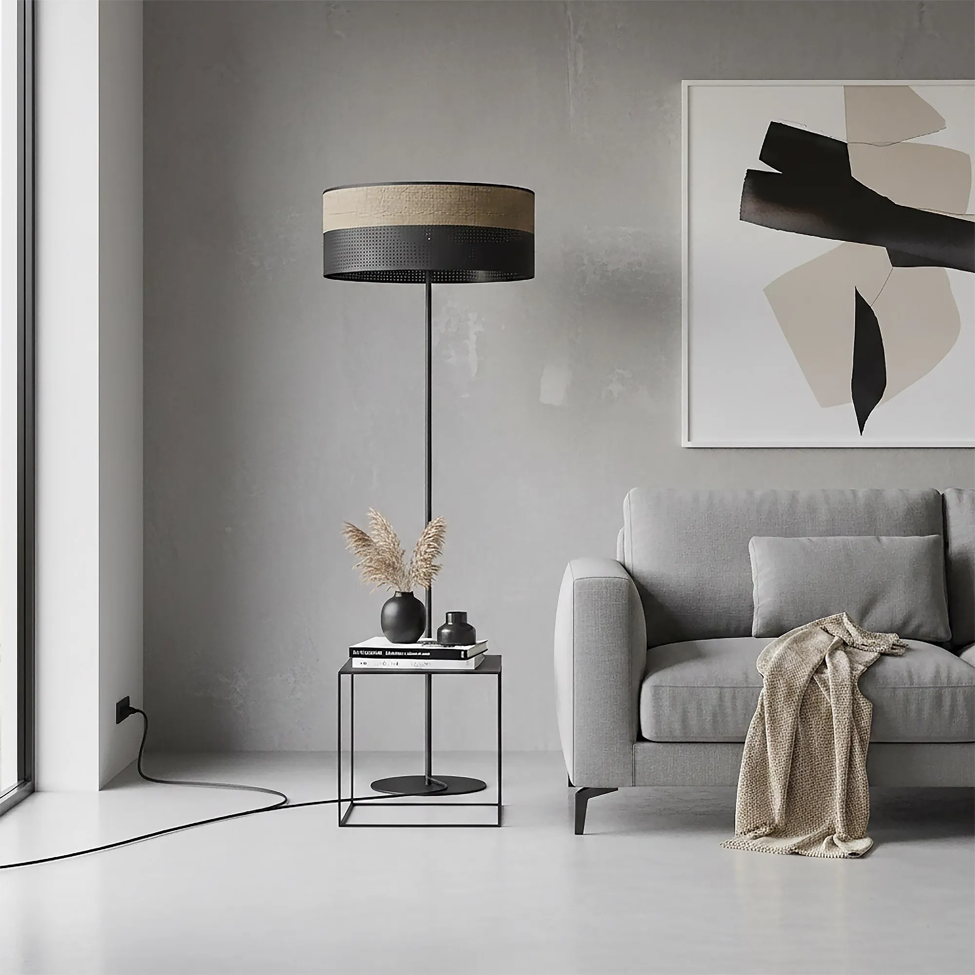Lampa podłogowa KARBON LP1 BL BROWN z abażurem brązowa czarna - 1653/LP1