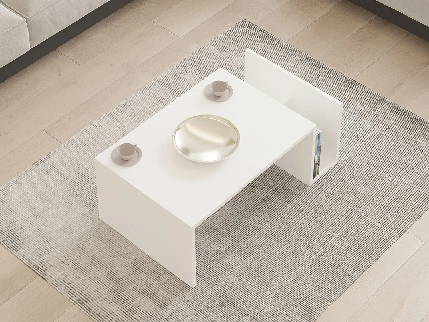 Stolik kawowy z dolną półką MEMO 87x50x32 biały - ASI_495SSE1309