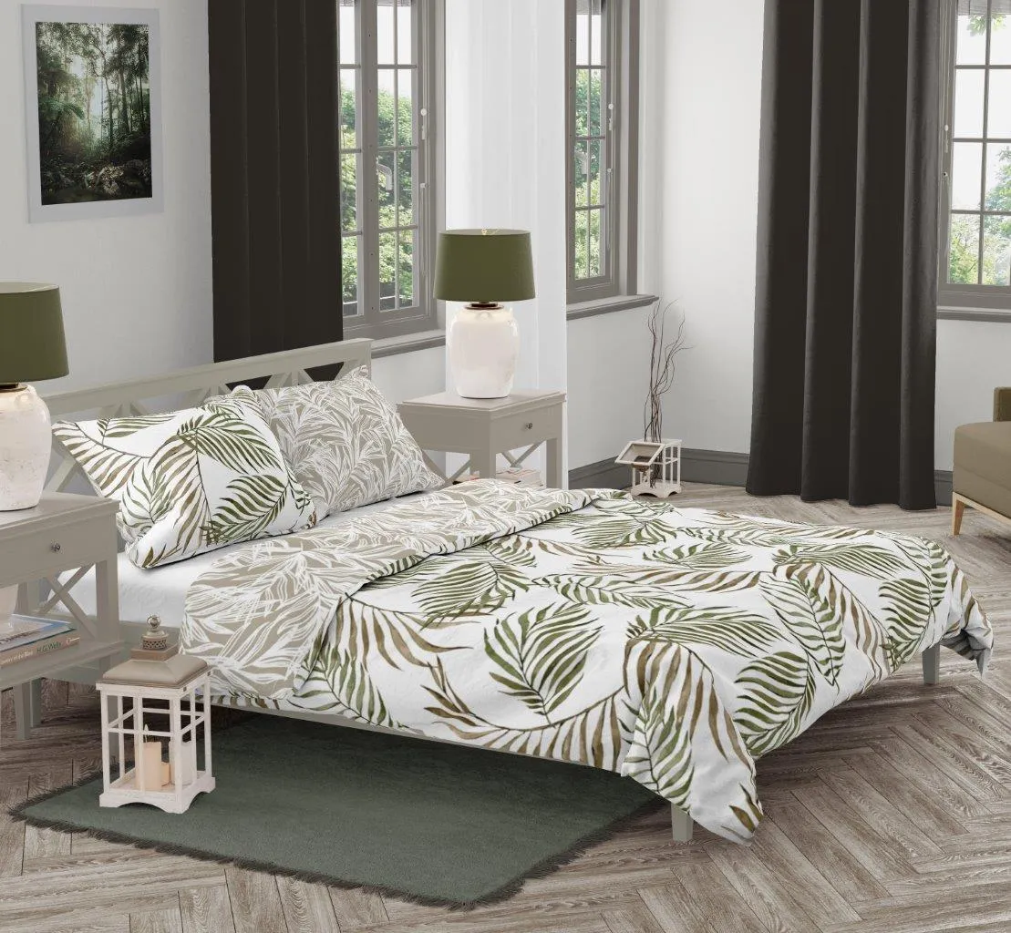 Pościel komplet PURE COTTON 006 bawełna 160X200+2x70X80 biały zielony - FARO_30037