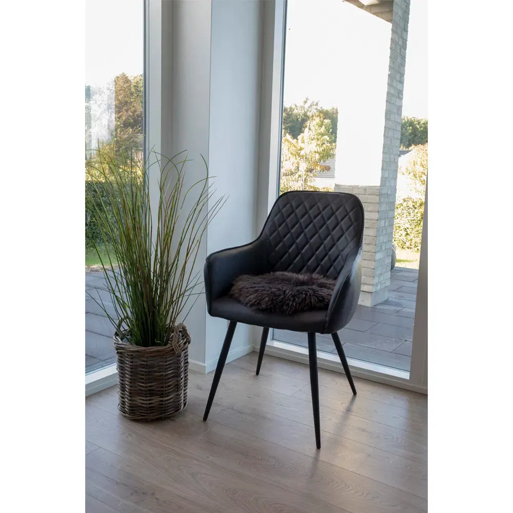 Siedzisko ze skóry jagnięcej LAMBSKIN okrągłe fi35 cm brązowy - 3981015