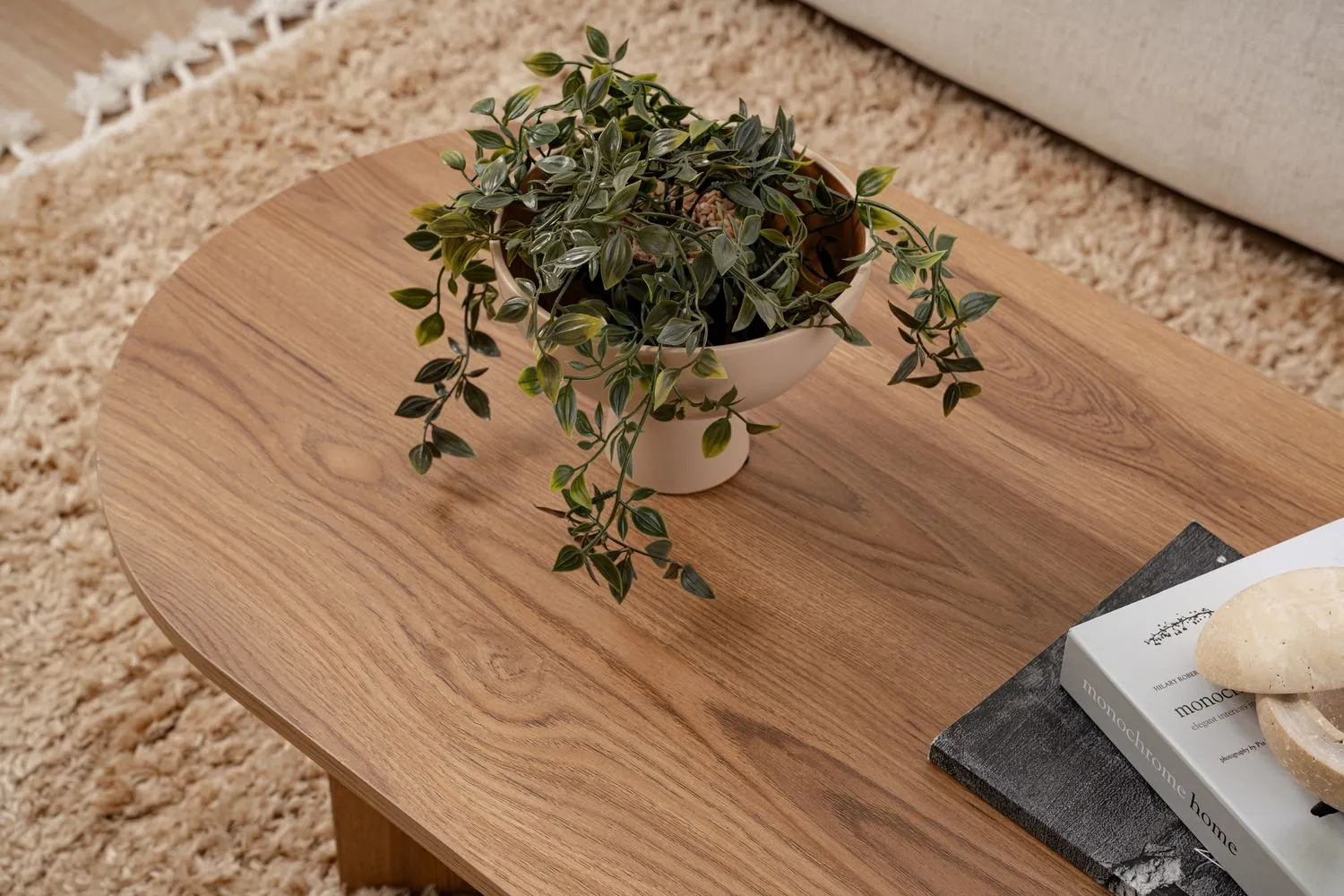 Stolik kawowy OVAL 40x120 cm efekt drewna - ASI_262ARD1104