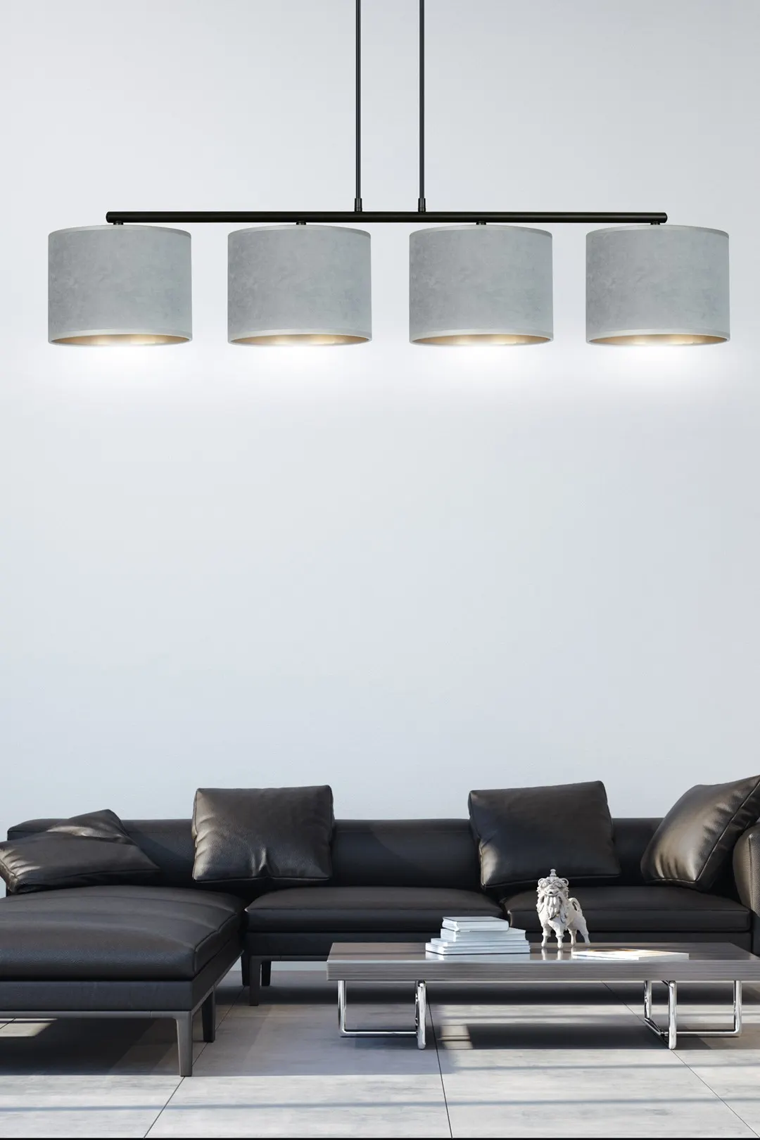 Lampa wisząca HILDE 4 czarny szary — zdjęcie 8