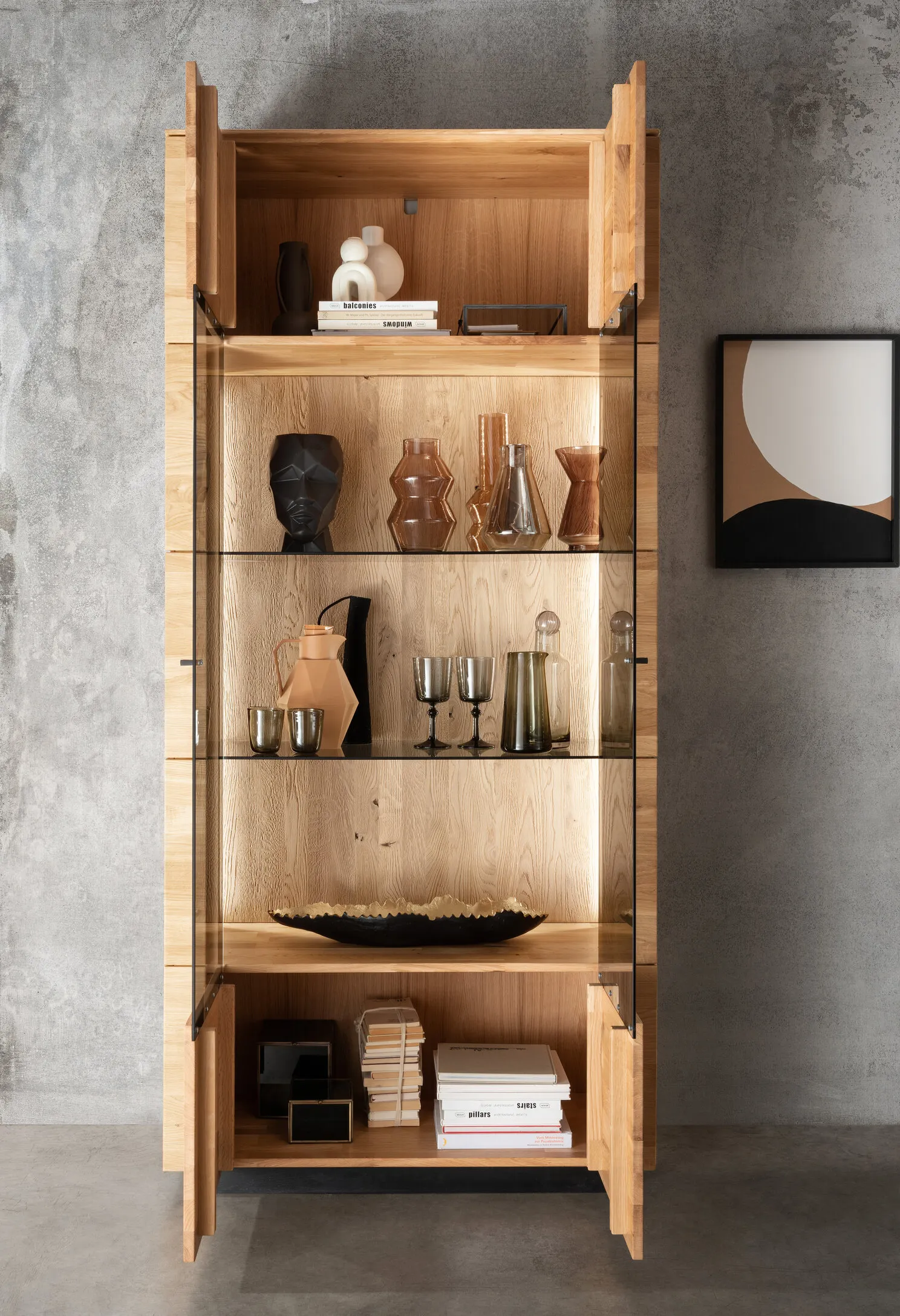 Witryna dębowa PRESENT 99x207 z oświetleniem led - GK_103623020202