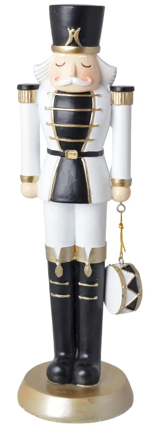 Dziadek do orzechów Z BĘBENKIEM duży 1955 biało-czarny Dziadek do orzechów Z BĘBENKIEM duży 1955 biało-czarny