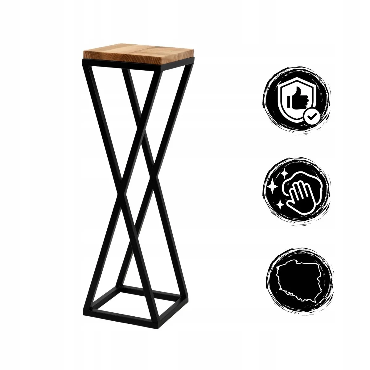 Kwietnik stojący VICHY S metal drewno olejowane czarny naturalny - LD_TZ000222