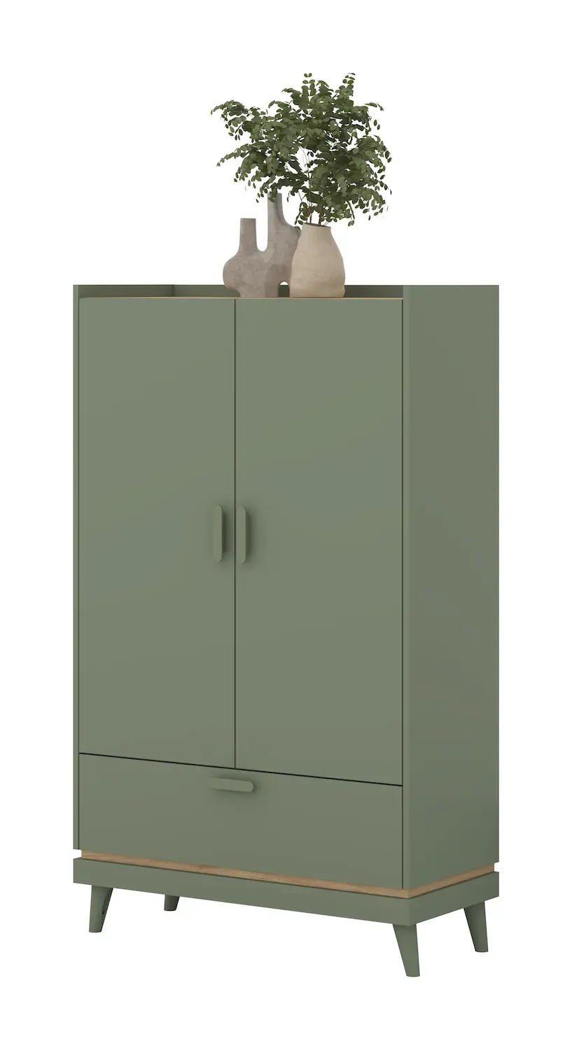 Bieliźniarka 2-drzwiowa z szufladą SCANDI 38 zielony-dąb olejowany - 24GDOH38