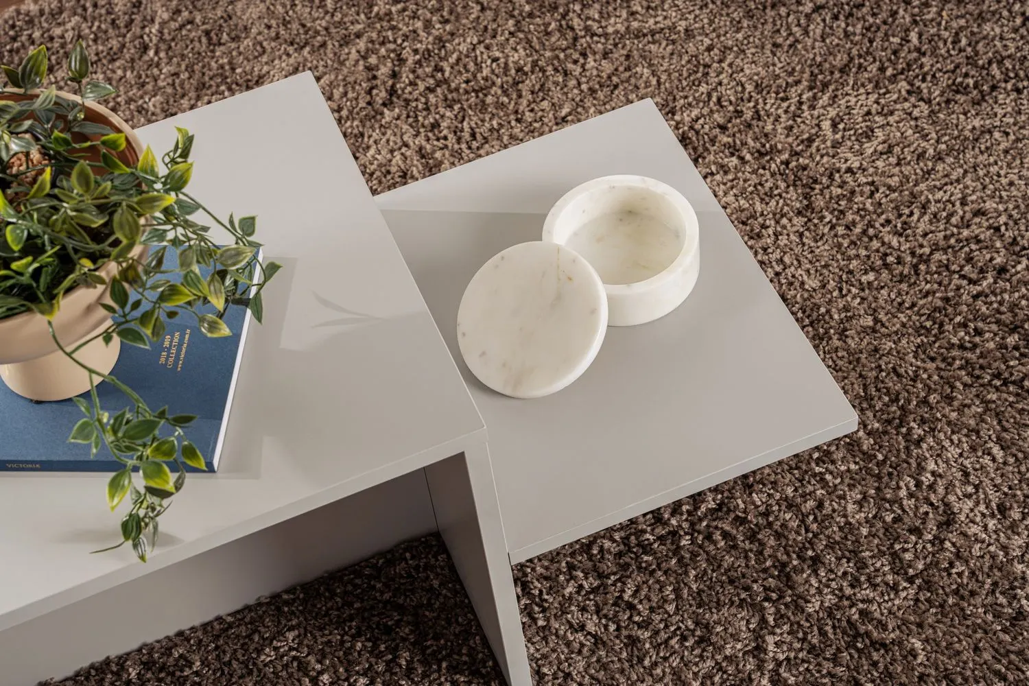 Stolik kawowy z boczną półką HARMONY 40x80 jasnoszary - ASI_241NRD1228