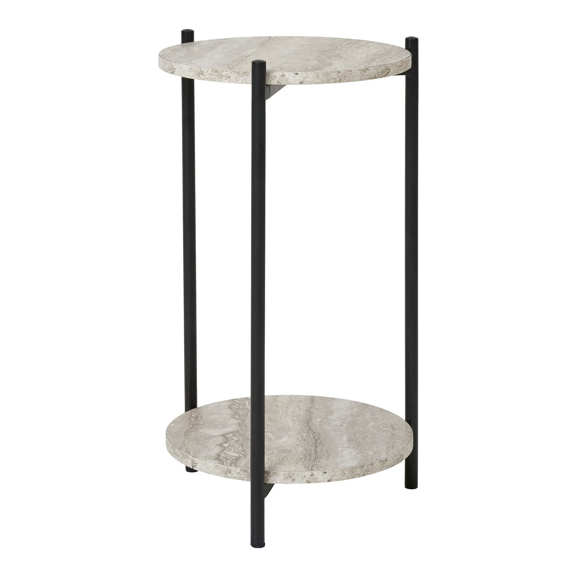 Stolik pomocniczy LEUVEN 27x27 cm - efekt kamienia, nogi czarny Stolik pomocniczy LEUVEN 27x27 cm - efekt kamienia, nogi czarny