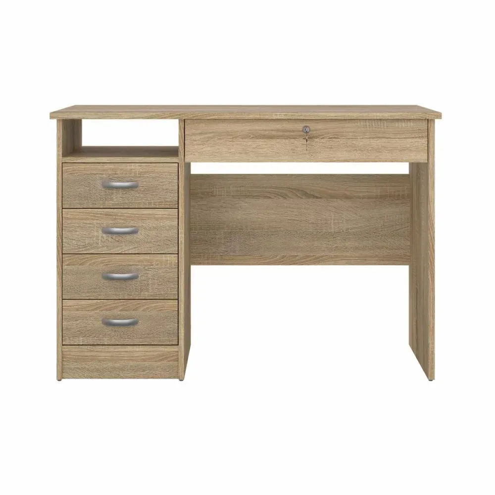 Biurko z 5 szufladami (1 zamykana na klucz) FUNCTION PLUS 110 cm dąb - TV_80163AKAK