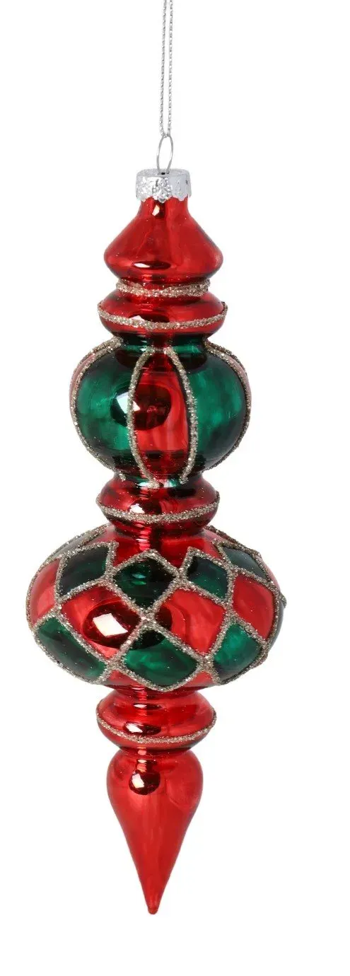 Bombka szklana 6 sztuk CZERWONO-ZIELONA 4975