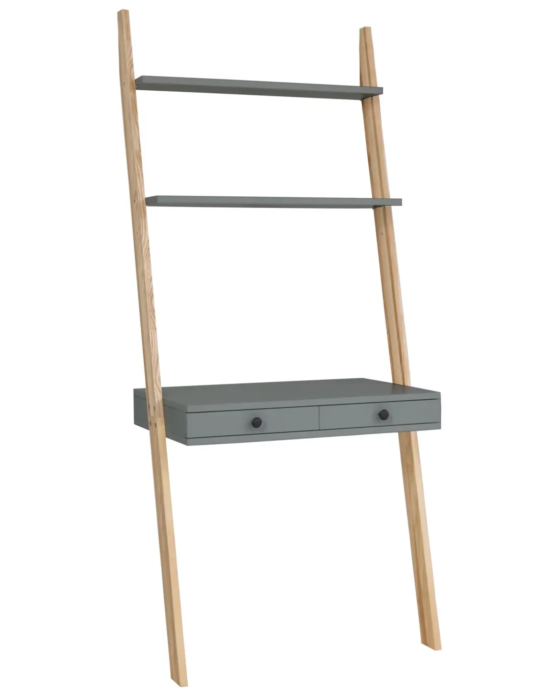 Biurko pionowe z szufladami i półkami LENO 79x183 ciemnoszary blat/jesionowe nogi Biurko pionowe z szufladami i półkami LENO 79x183 ciemnoszary blat/jesionowe nogi