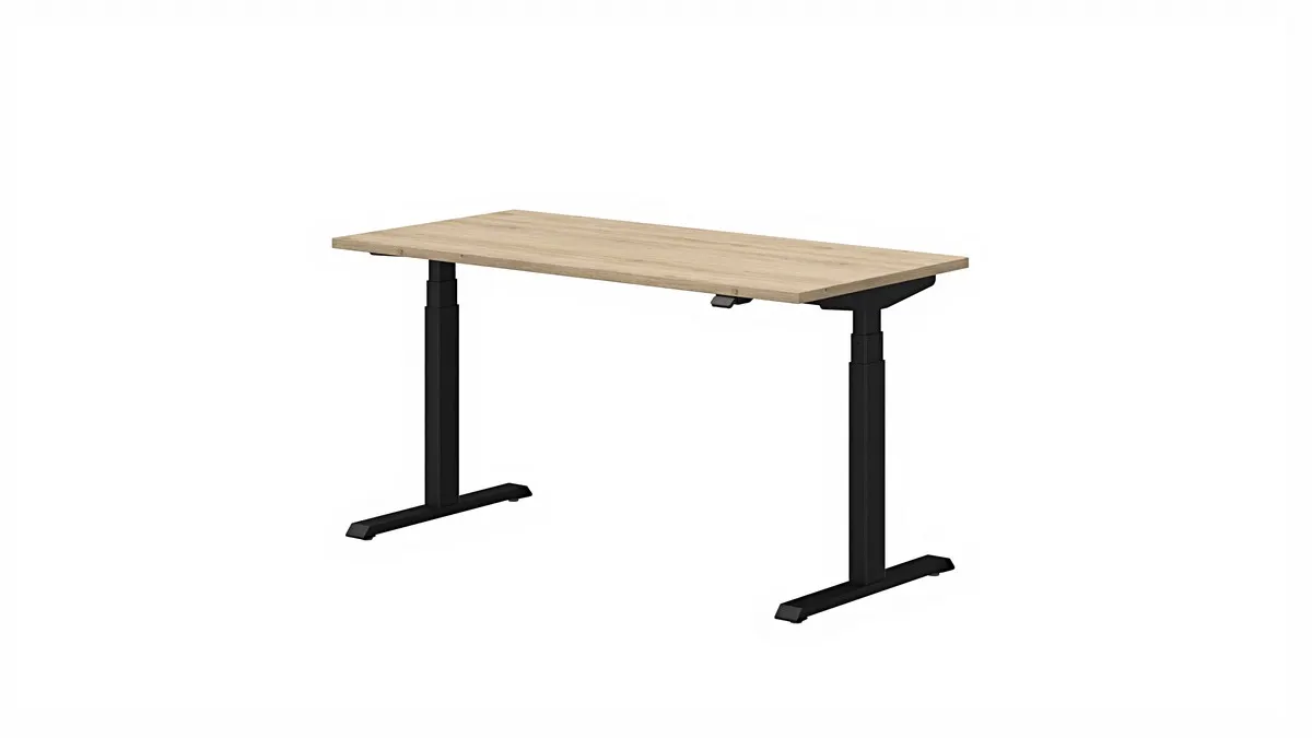 Biurko OP-LITE E elektryczne z regulacją wysokości dąb naturalny czarny 140x70x62,5(127,5)cm