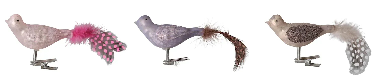 Komplet 3 ptaszków z klipem 1077 wielokolorowe