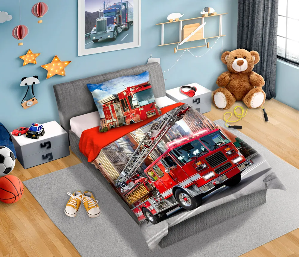 Pościel dla dzieci komplet 140X200+70X90 TURBO 4X4 001 STRAŻ wielokolorowy - FARO_20954