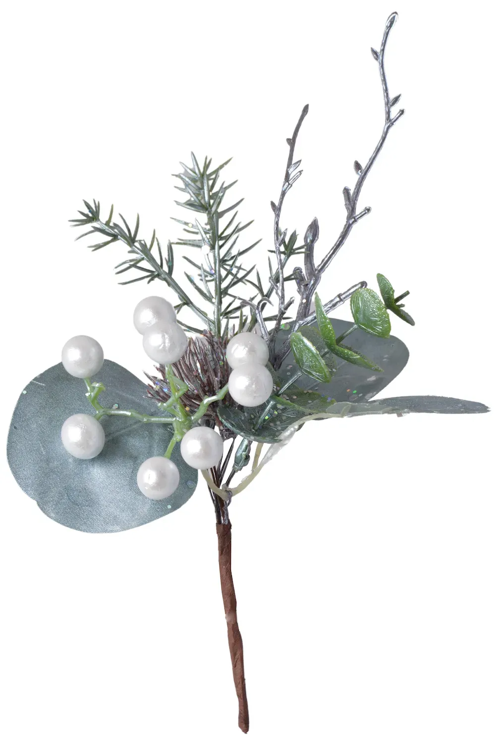 Gałązka z brokatem i perłowymi owocami 3397 zielona Gałązka z brokatem i perłowymi owocami 3397 zielona