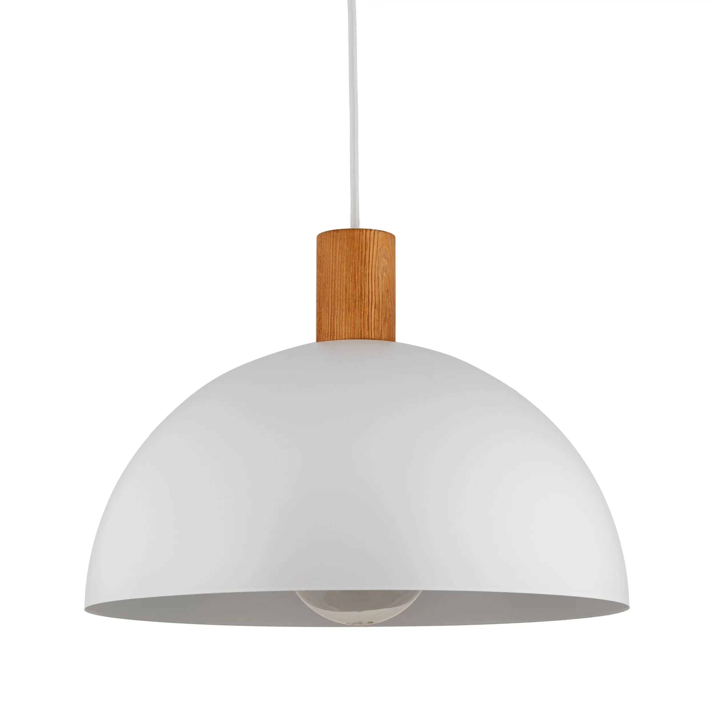 Lampa wisząca OSLO biała z drewnianym elementem okrągła 170x33cm - TK_4851