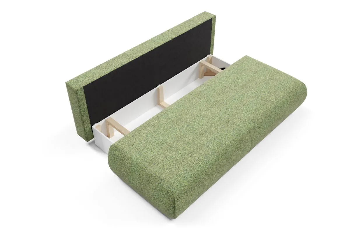 Sofa rozkładana z pojemnikiem PUENTE 214 cm zielona