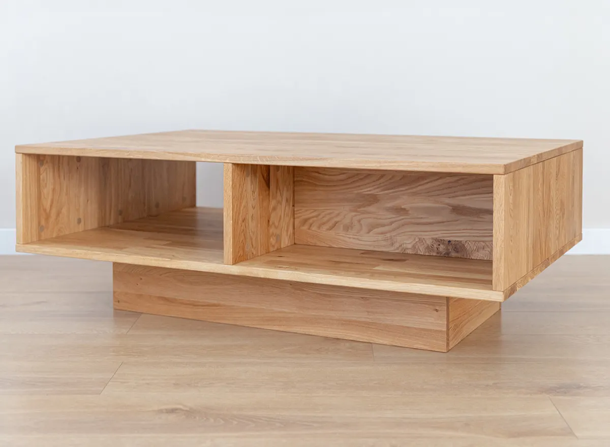 Stolik kawowy dębowy COLLODI z szufladą i półką - dąb olejowany 70x110 - ZICOL12