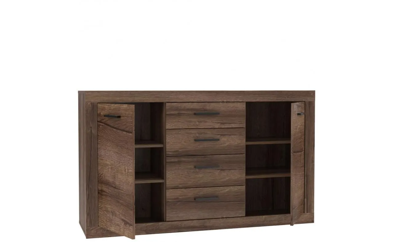 Komoda 2-drzwiowa z szufladami TRASS 143 cm dąb szlachetny - TRAK231-D53